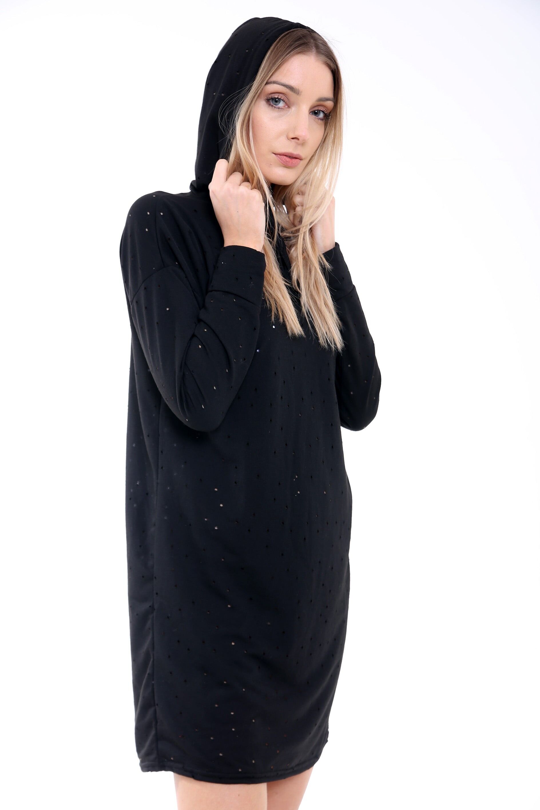 Felpa con cappuccio oversize con collo a girocollo in difficoltà