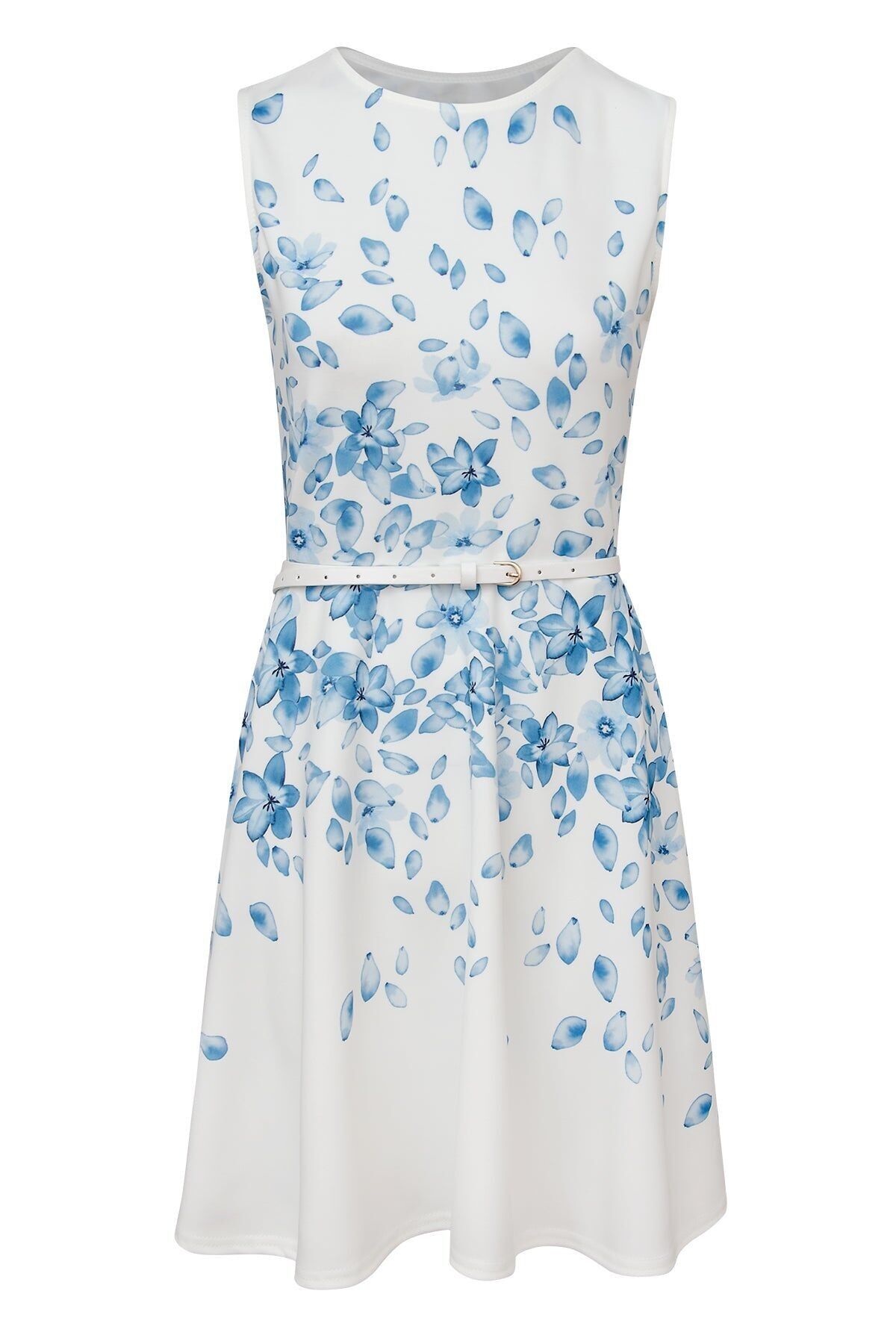 Abito skater con cintura in pastello floreale