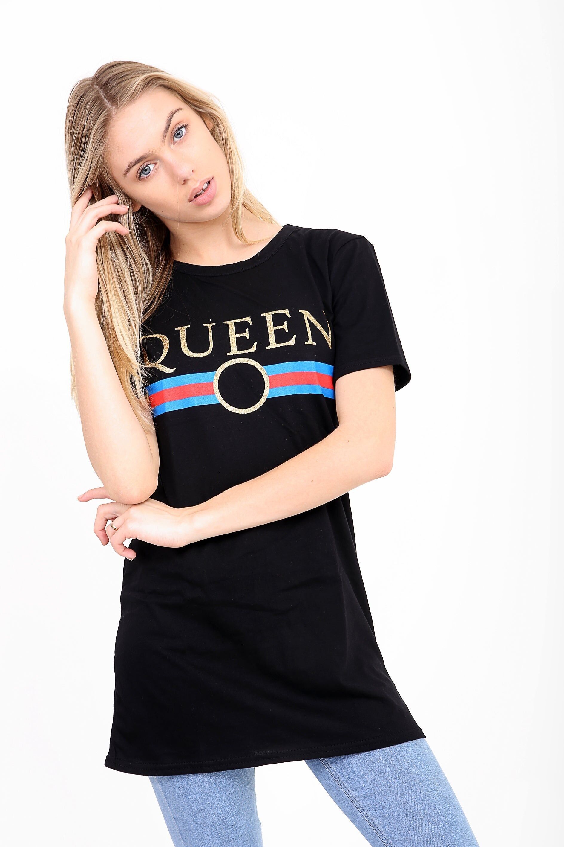 Maglietta con stampa slogan Queen