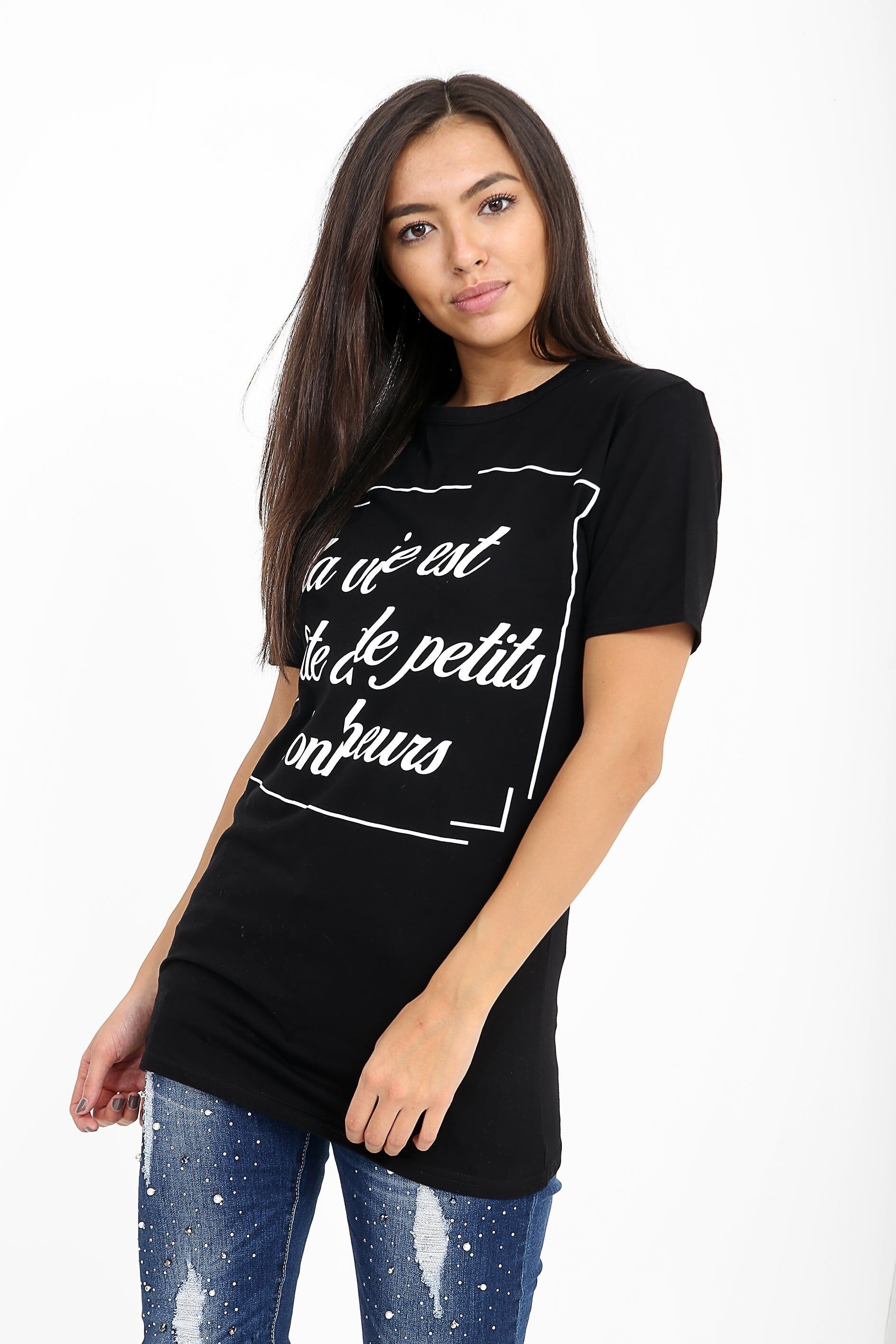 Maglietta stampata con slogan distorto