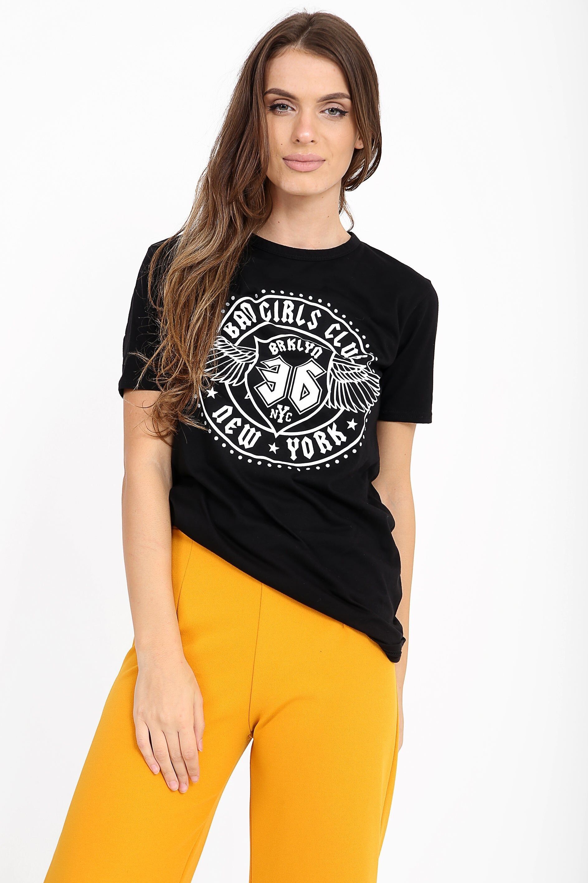 Maglietta stampata con slogan del Bad Girls Club