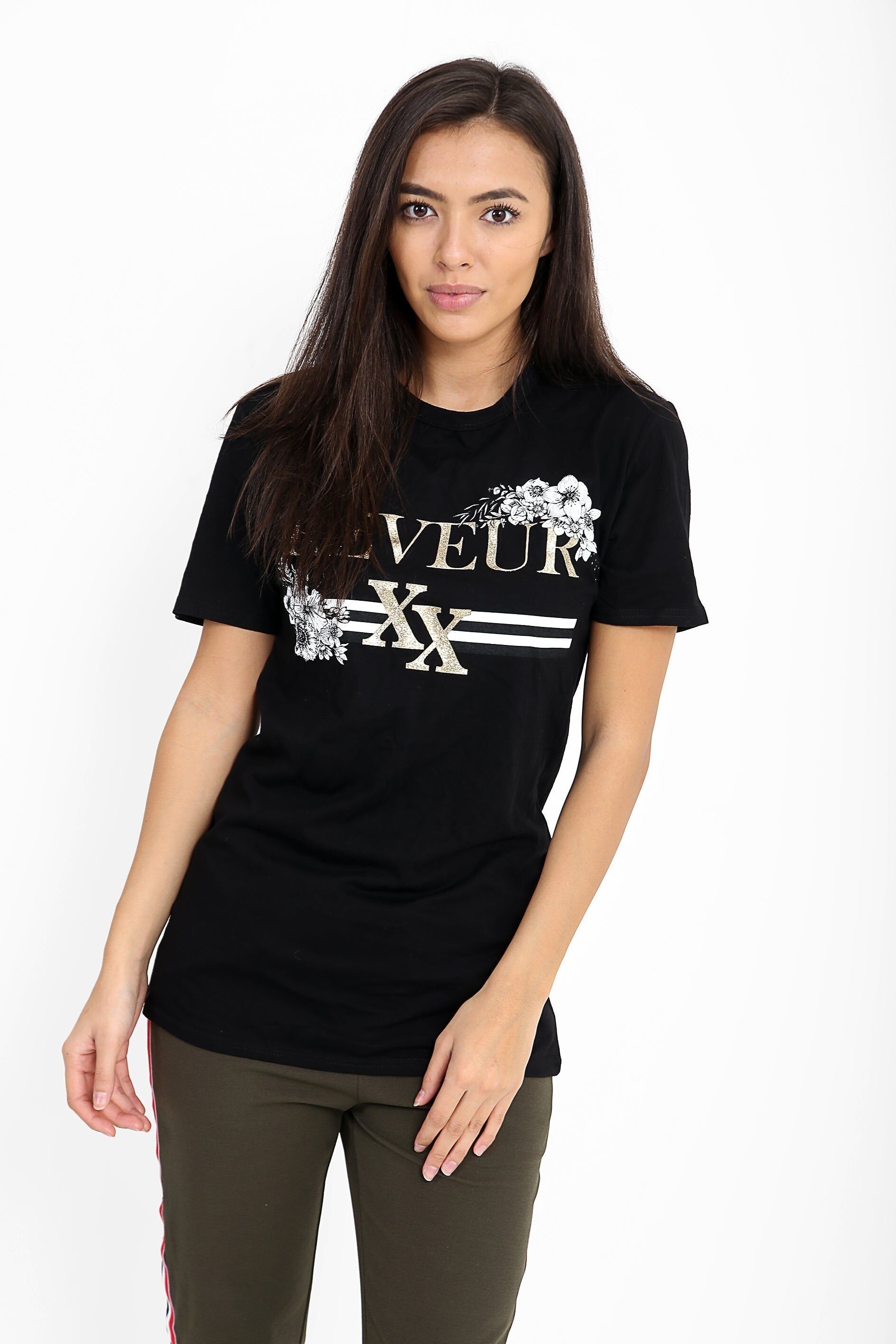 Maglietta stampata con slogan Reveur