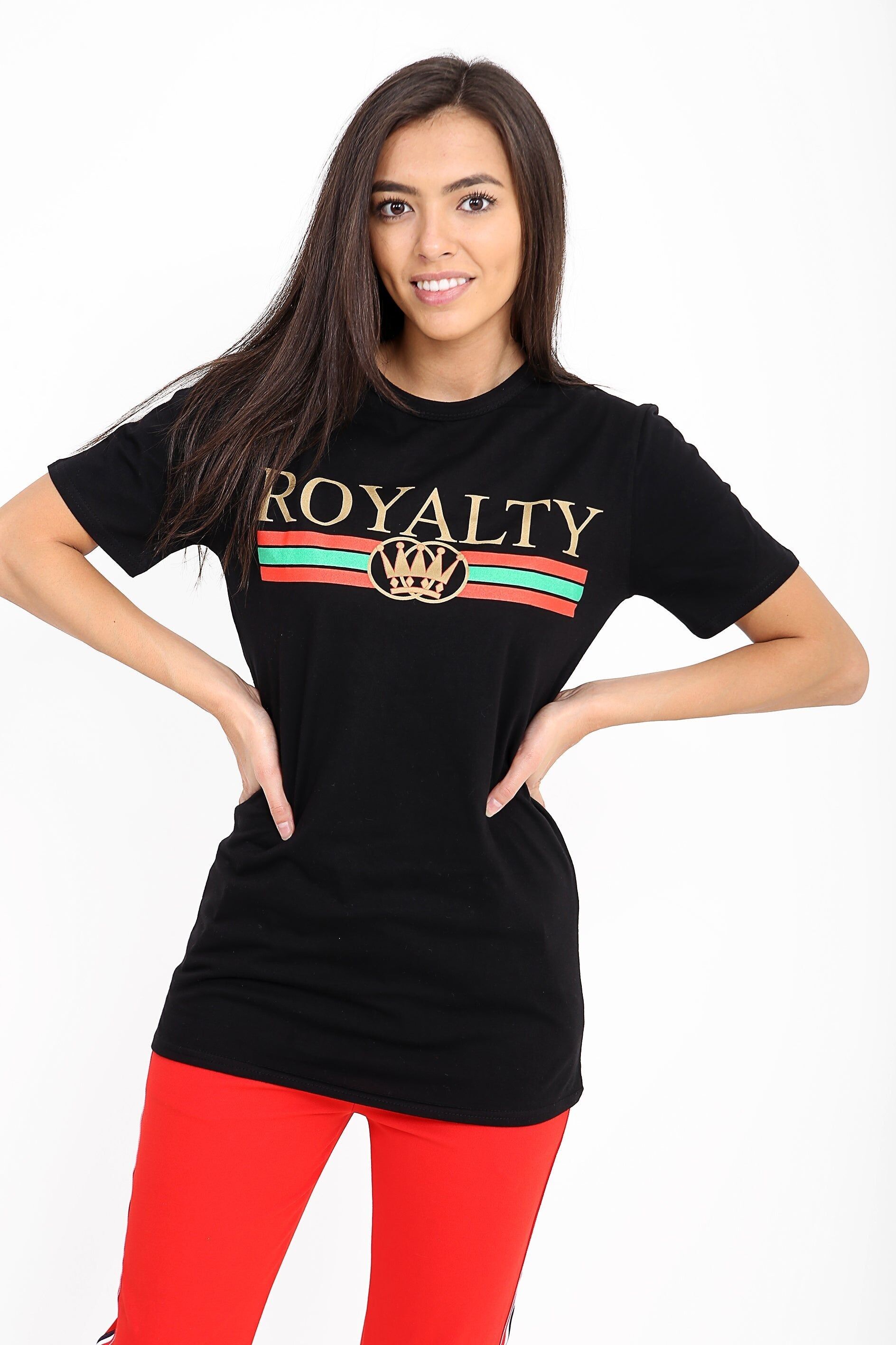 Maglietta stampata con slogan royalty