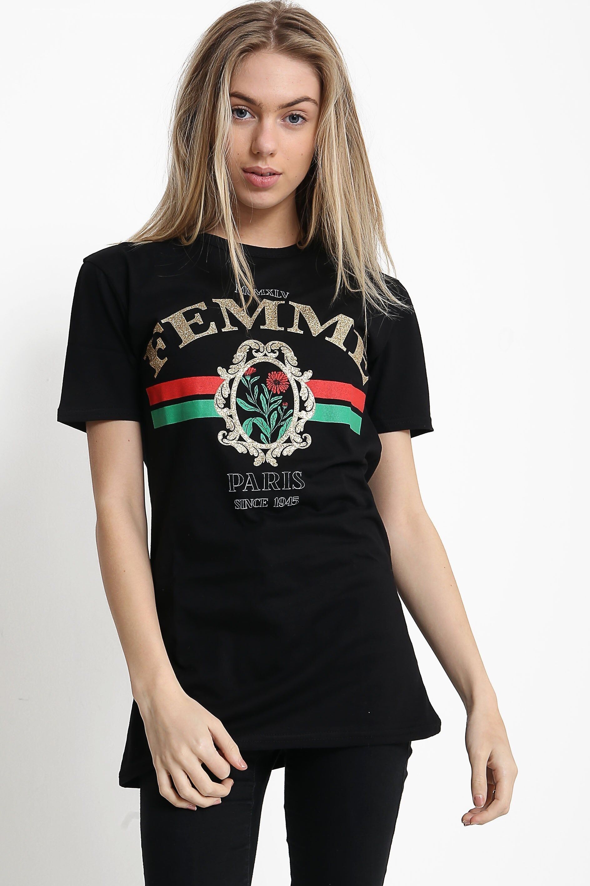 Maglietta stampata con slogan femminile