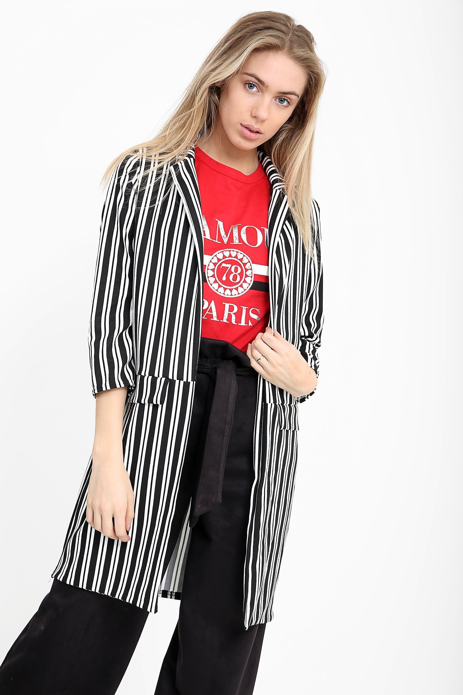 Spolverino a righe bianche e nere