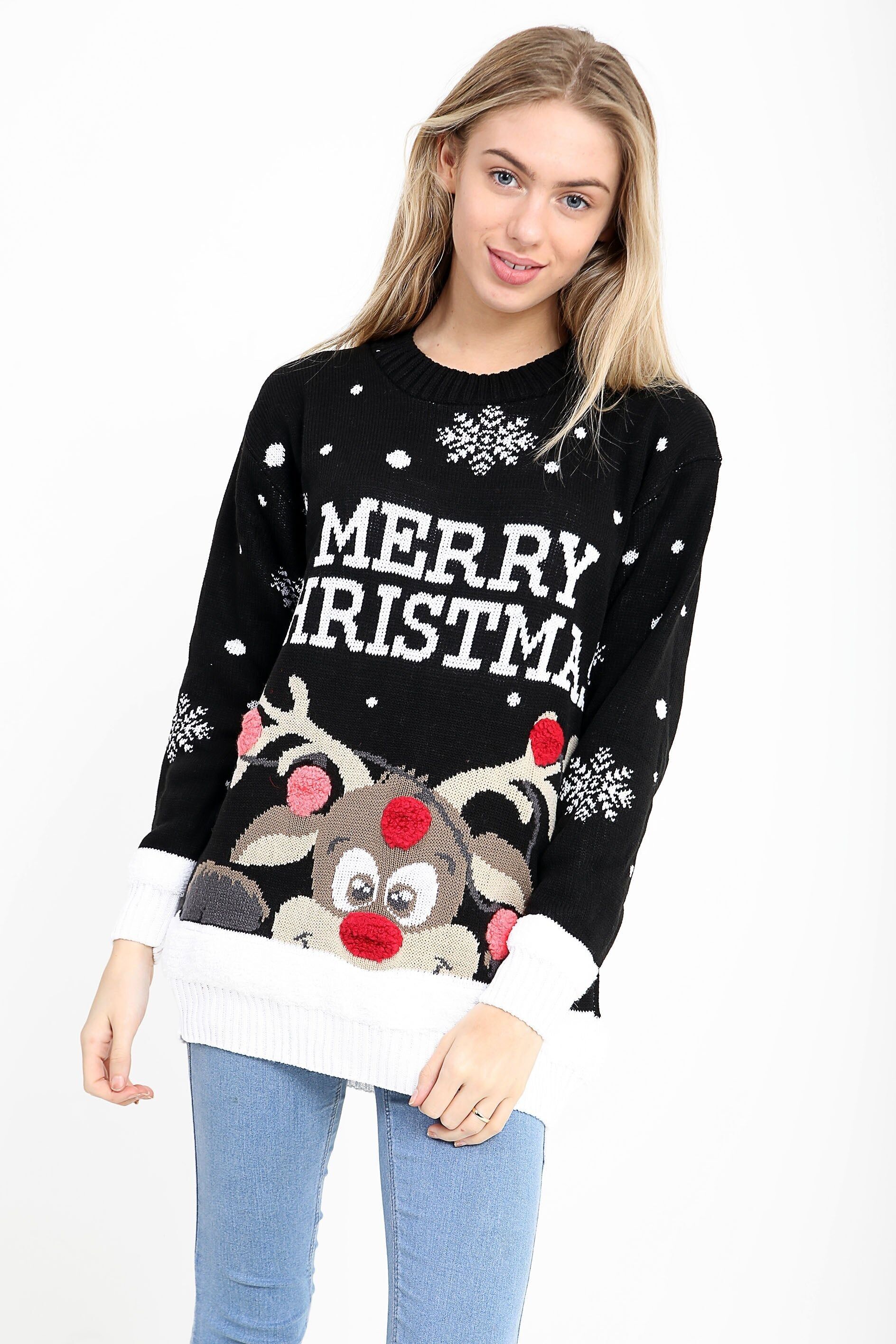 Maglione lavorato a maglia con slogan "Buon Natale"