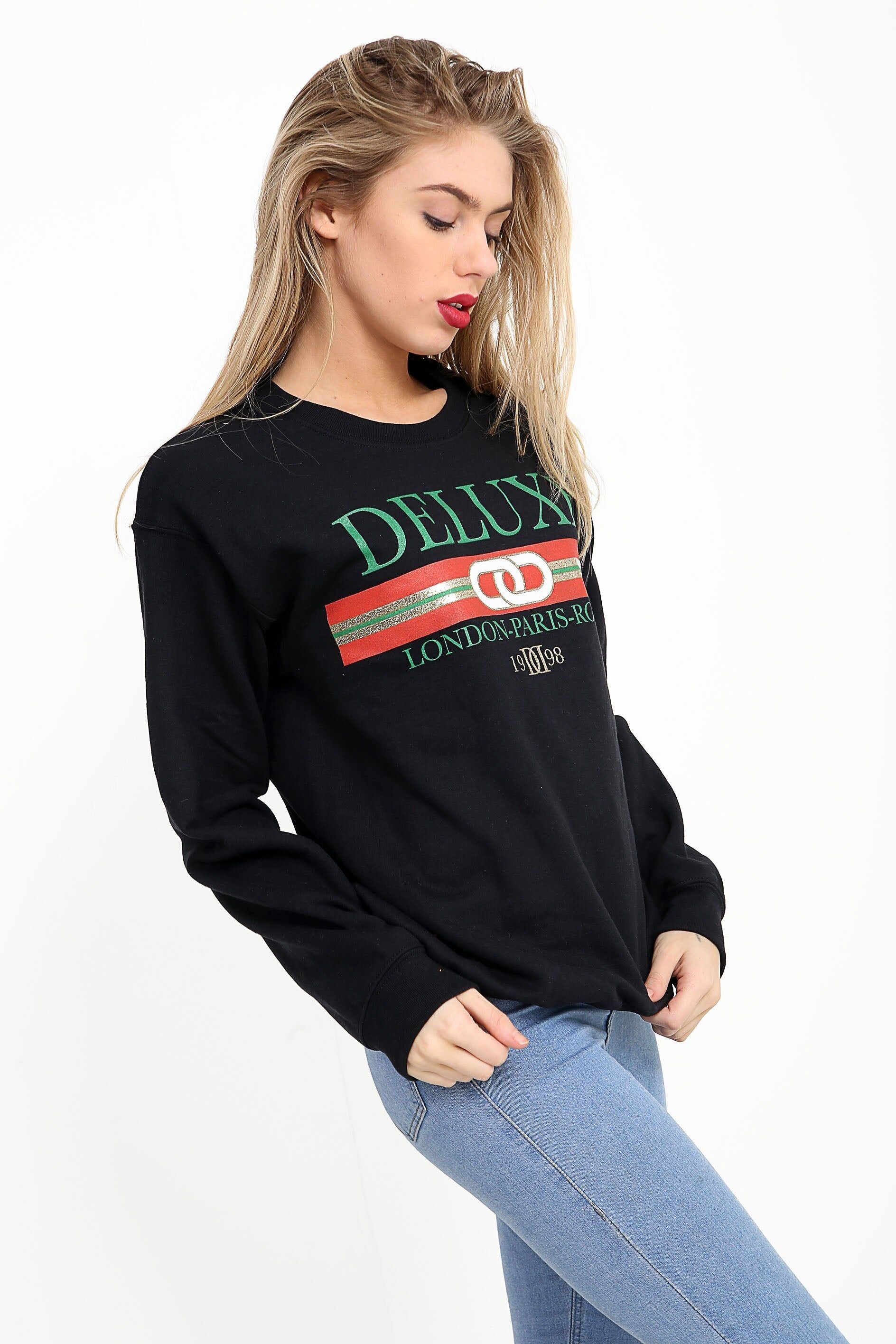 Felpa con stampa glitterata deluxe