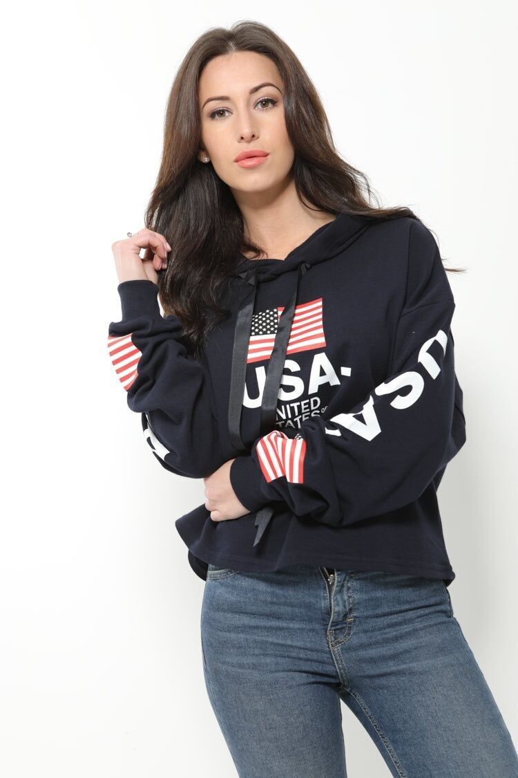 Felpa oversize con stampa USA