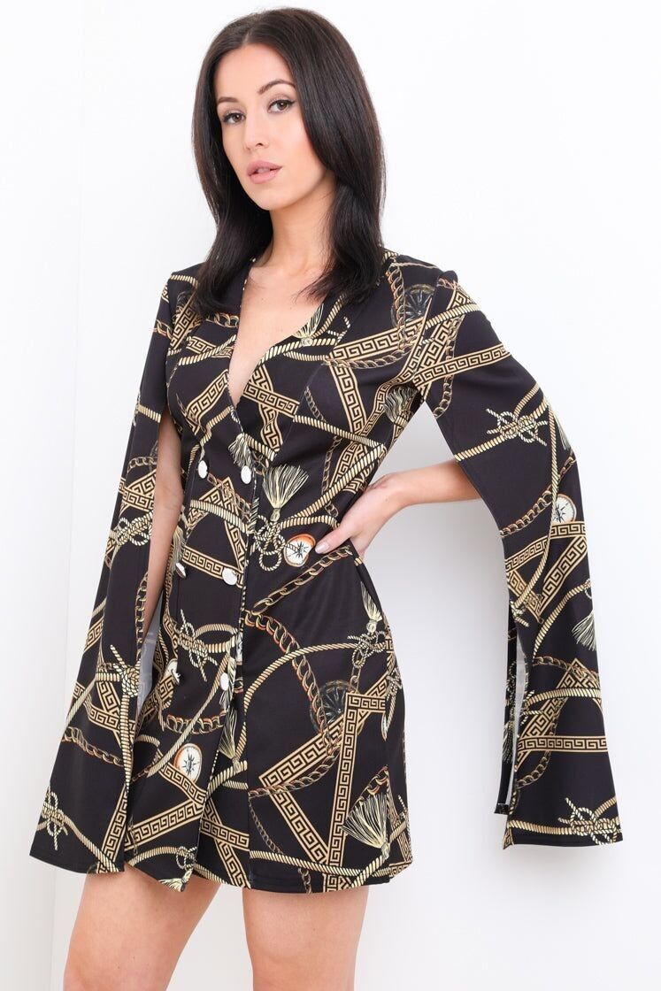 Abito blazer con maniche divise e stampa barocca Olivia