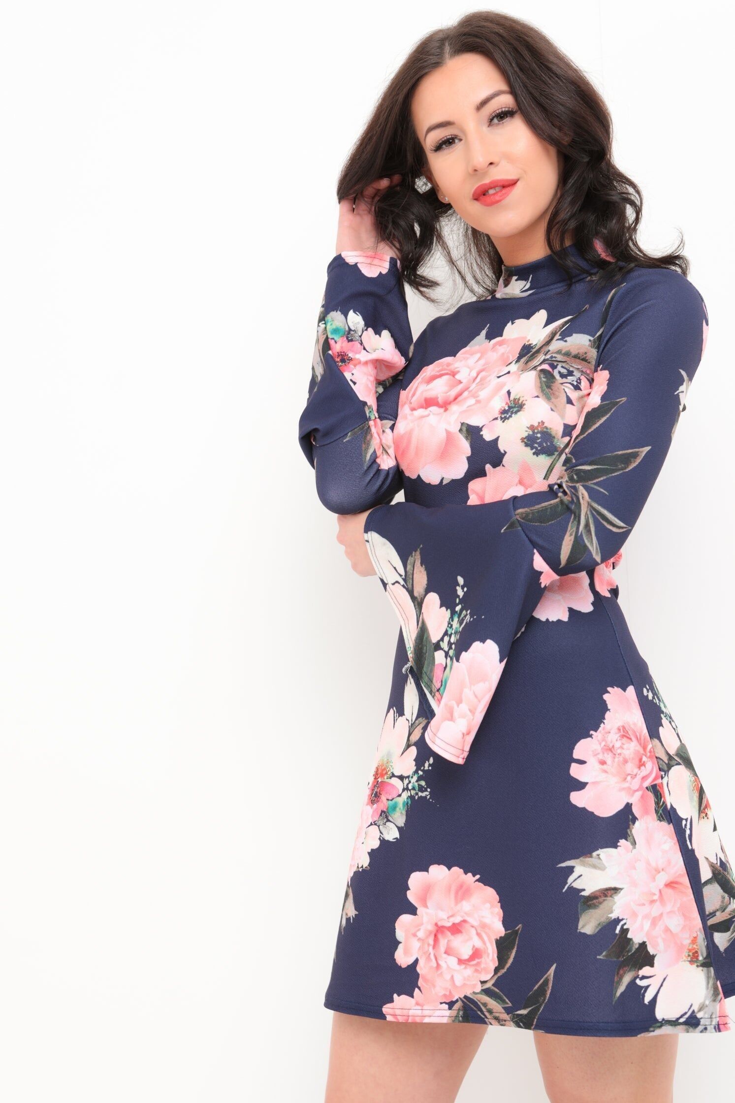 Abito aderente e svasato con stampa floreale Blossom