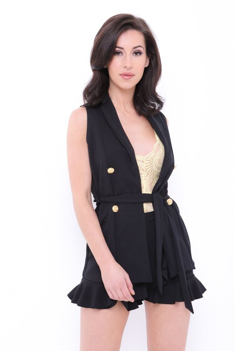 Blazer con dettaglio di bottoni e cintura annodata