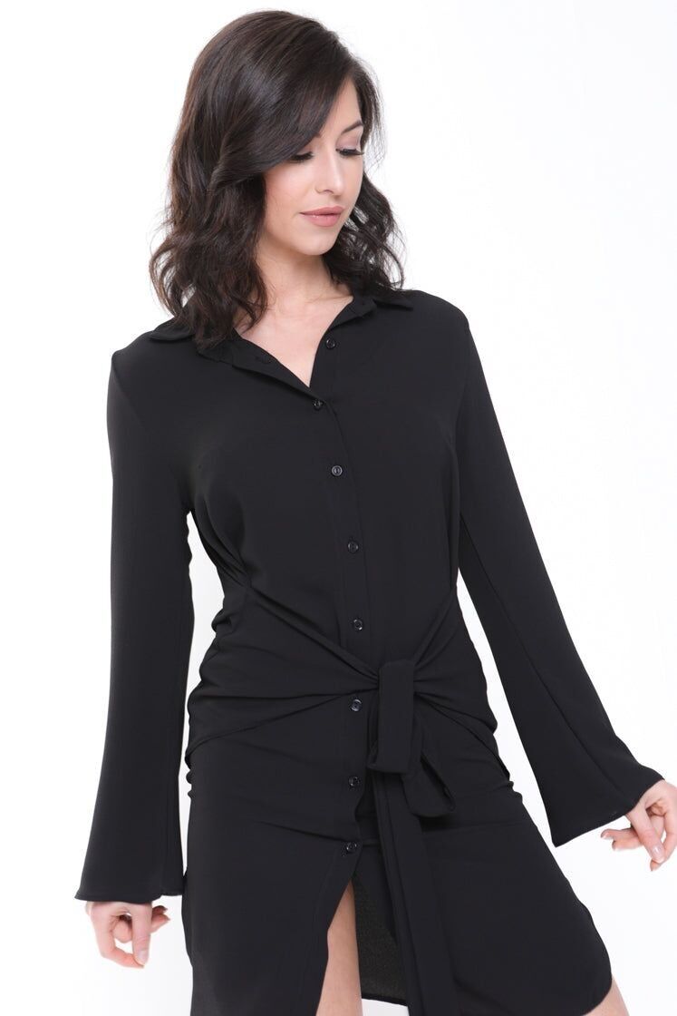 Abito camicia con fiocco sul davanti