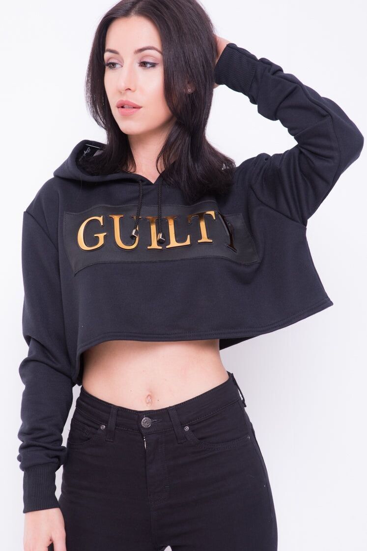 Pull à capuche oversize court Guilty