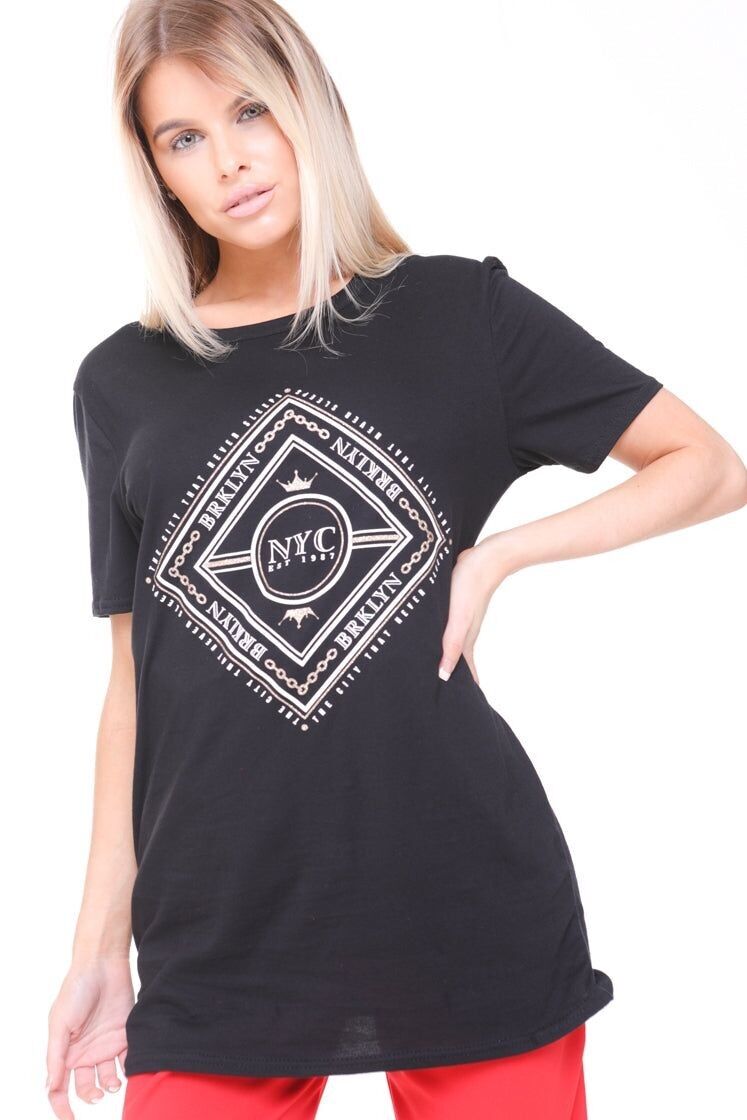 Maglietta con slogan stampato BRKLYN NYC