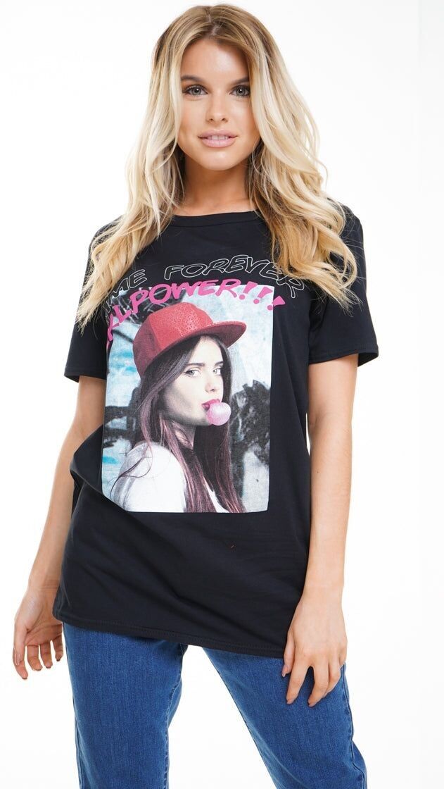 Maglietta grafica Longline Girl Power