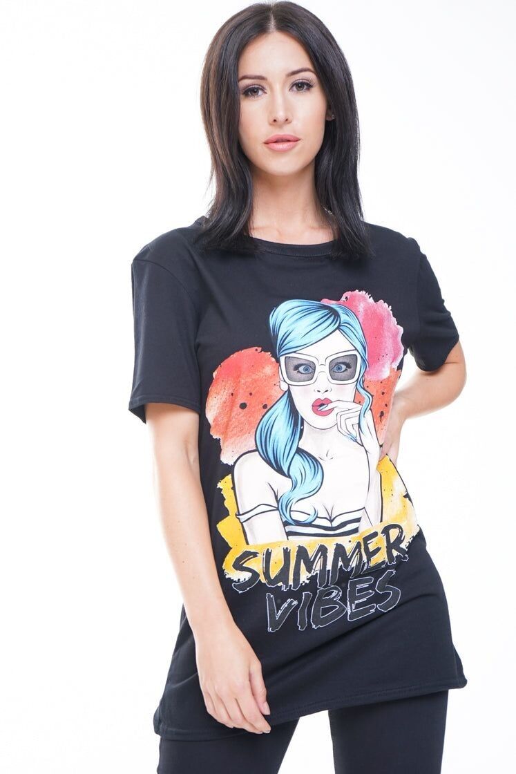 Maglietta grafica Longline Summer Vibes