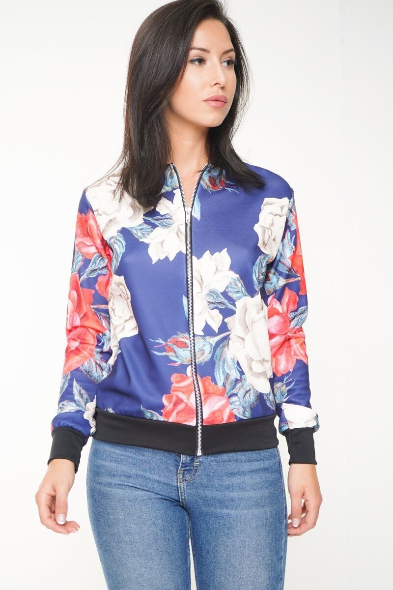 Giubbotto bomber con stampa floreale