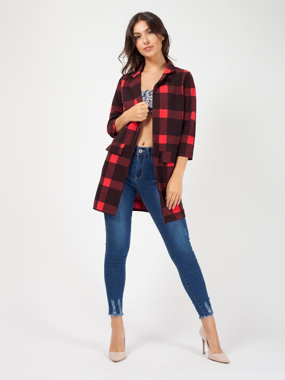 Cappotto blazer spolverino a quadri