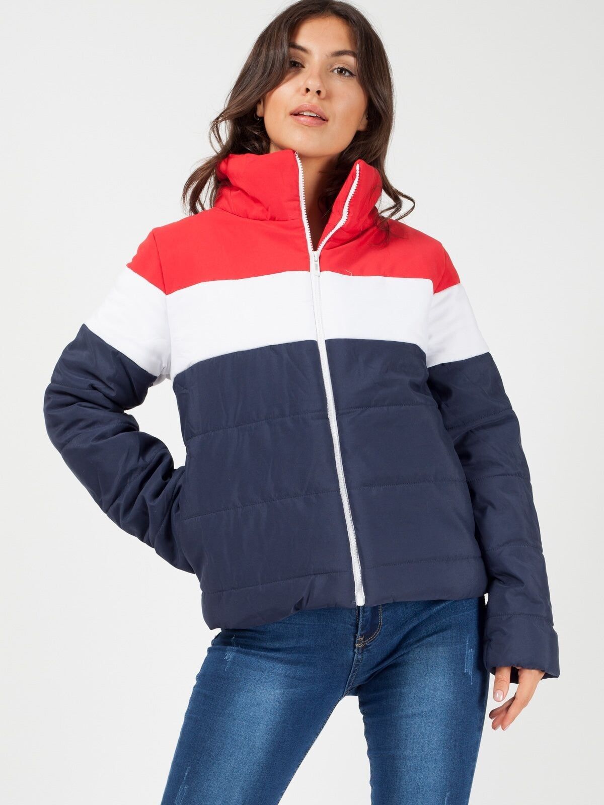 Giacca imbottita rossa e blu navy