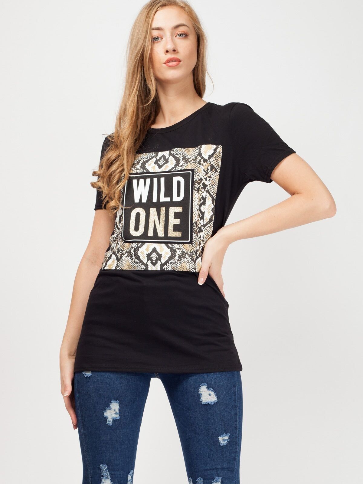 Maglietta con stampa serpente Wild One