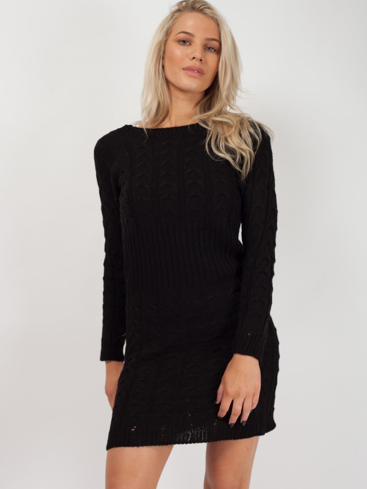 Abito lavorato a maglia con pannello a trecce