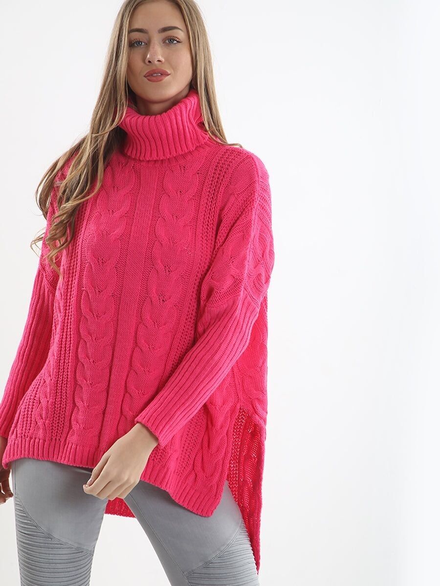 Maglione oversize in maglia a trecce con orlo asimmetrico Kady