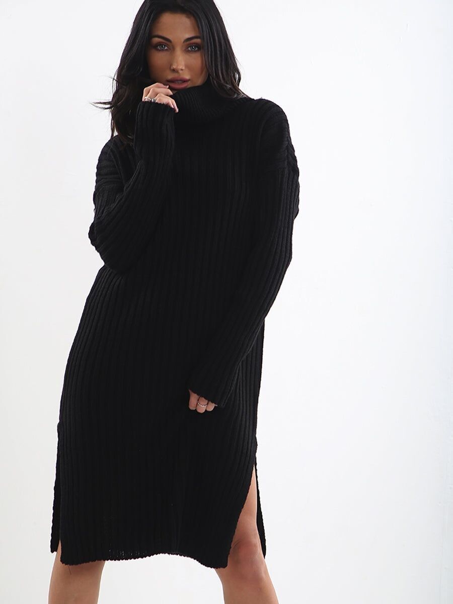 Abito midi in maglia a collo alto