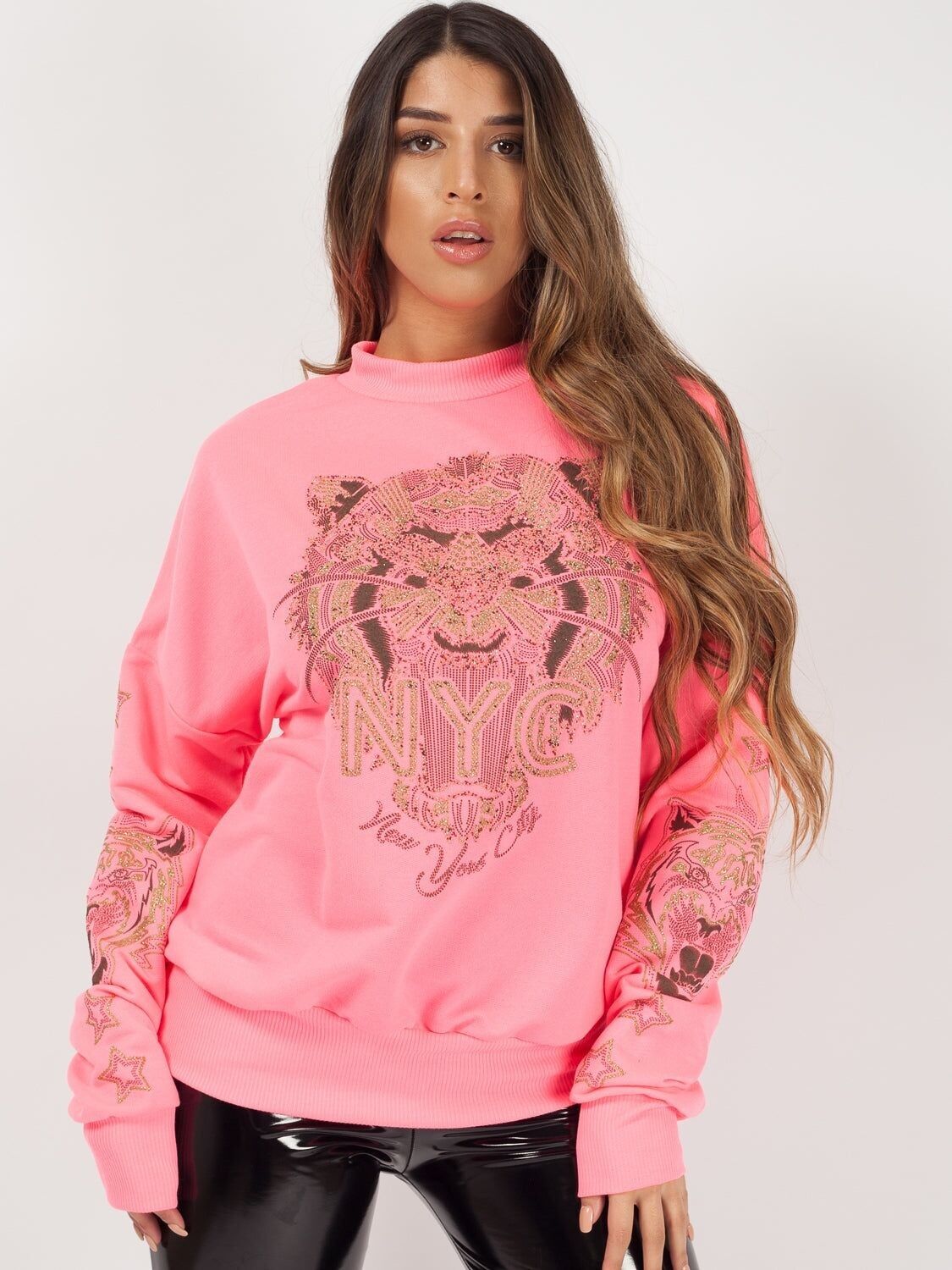 Maglione in felpa con stampa tigre