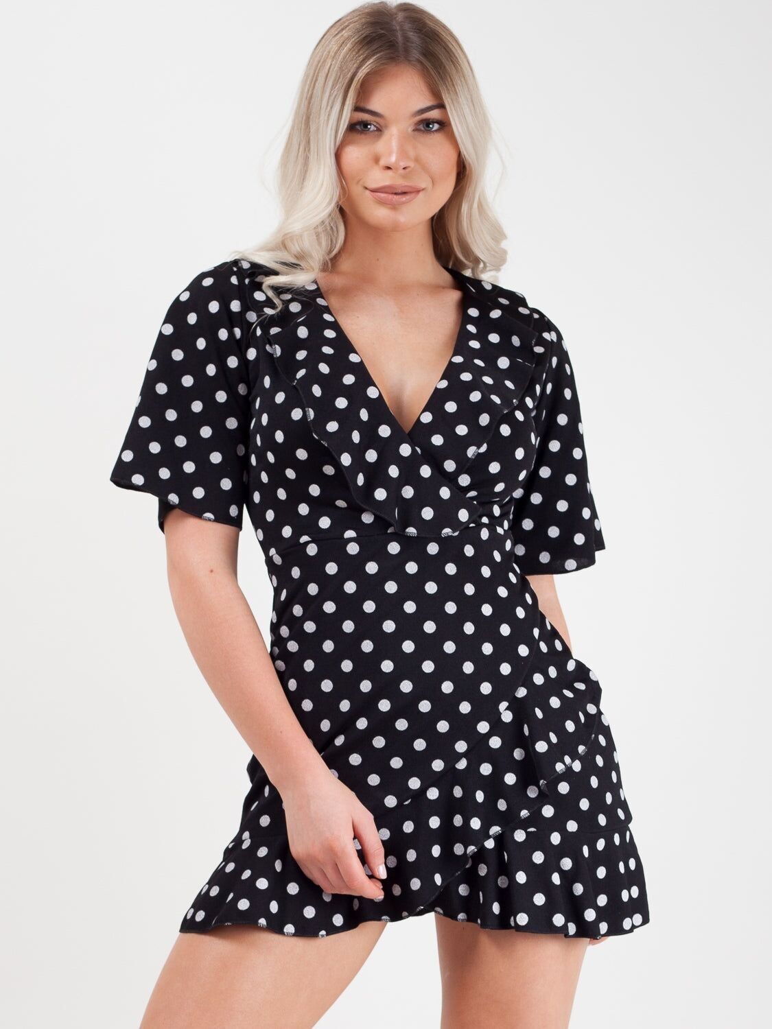 Mini abito a balze a pois