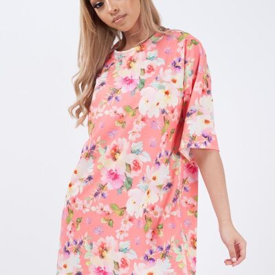 T-shirt oversize con stampa floreale e tunica da fidanzato