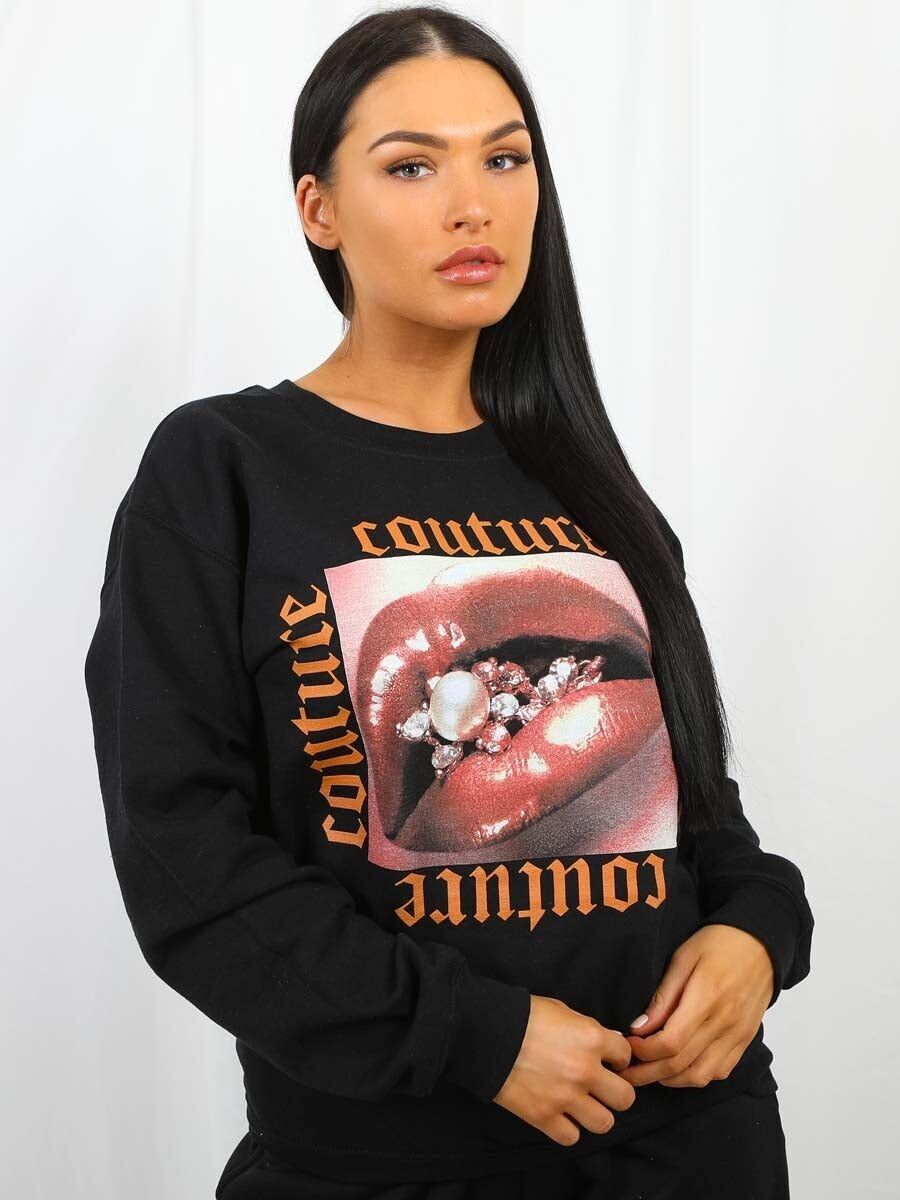 Felpa con cappuccio Couture Lip Graphic