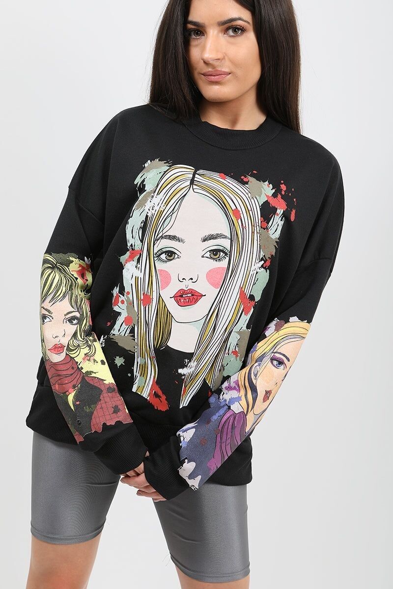 Felpa con grafica Girl Face