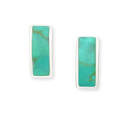 Boucles d'oreilles à tige rectangulaires en argent sterling et turquoise