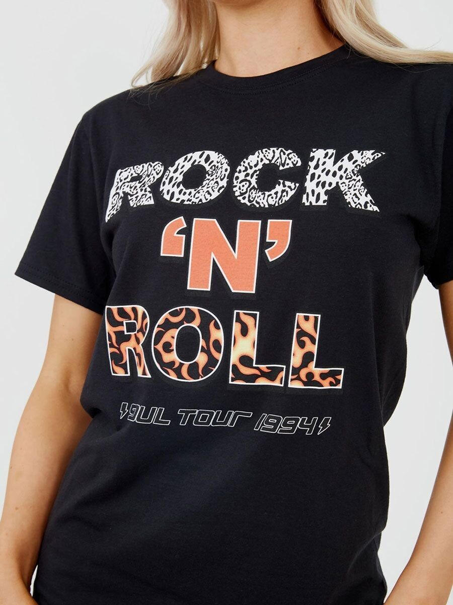 T-shirt stampata con grafica Rock N Roll
