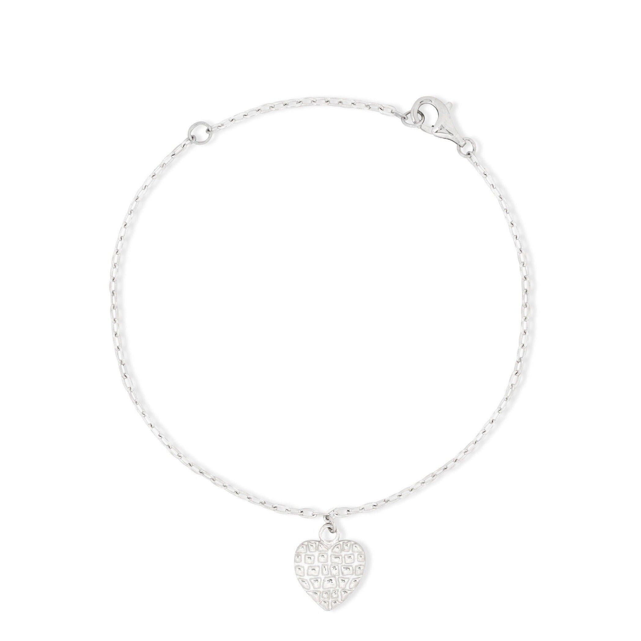Bracciale a forma di cuore in argento sterling testurizzato