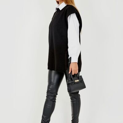 Tie Side Crew Neck Knitted Vest