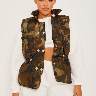 Silver Button Padded Gilet Waistcoat
