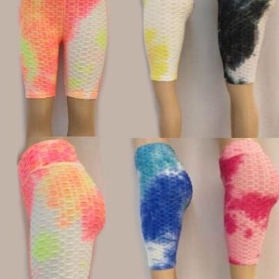 Tie-Dye Texture Active-wear Cycling Shorts Multi Pack