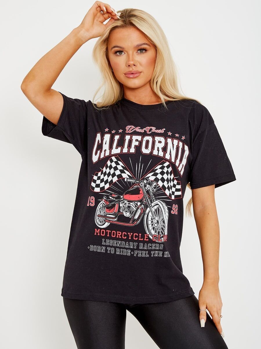 T-shirt stampata con grafica motocicletta California