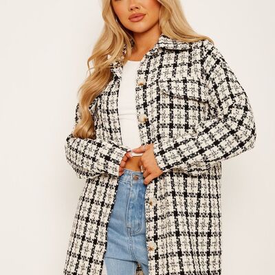 Plaid Dual Pocket Tweed Shacket