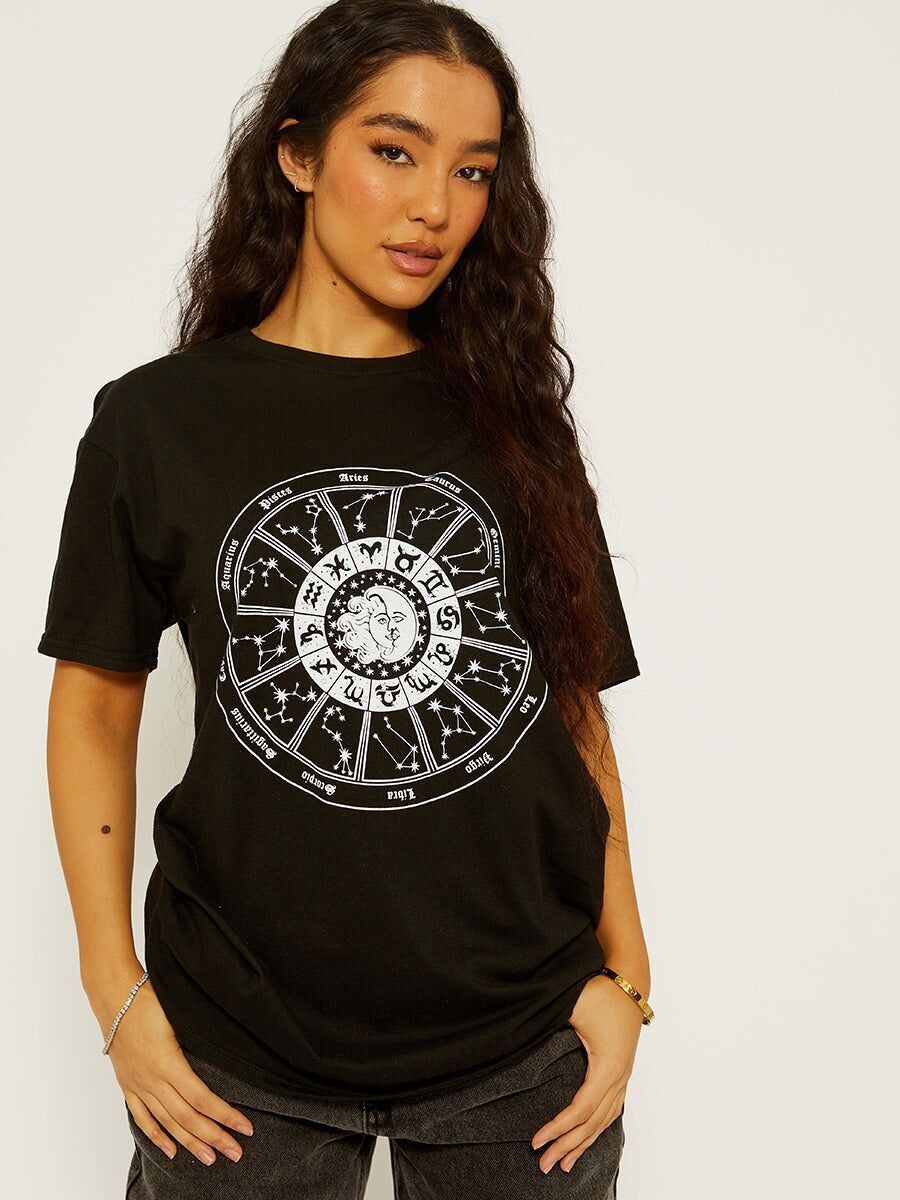 T-Shirt mit Zodiac Circle Grafik-Print