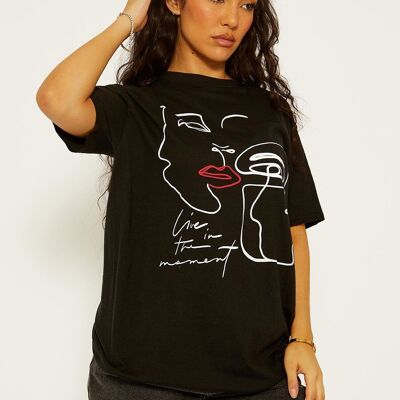 T-shirt con stampa grafica del viso