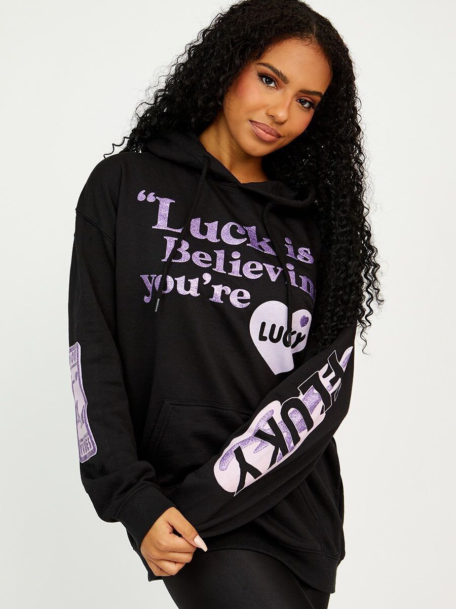 Luck Is Believing sudadera con capucha con estampado gráfico