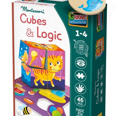 CUBETTI IN LEGNO E LOGICA MONTESSORI “2 in 1”