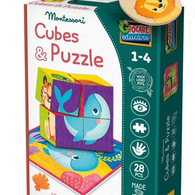CUBI E PUZZLE IN LEGNO MONTESSORI “2 in 1”