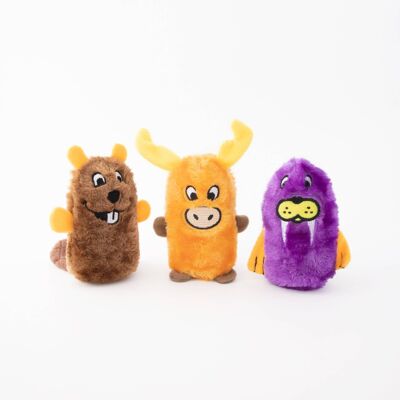 ZippyPaws Squeakie Buddies – Castor, élan, morse
