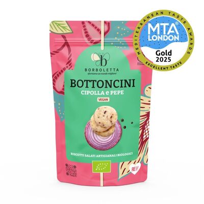 Galletas saladas - Botones de cebolla y pimienta negra - veganas - 150g