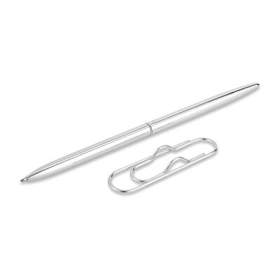 Bullet Kugelschreiber mit Halterungsklammer, silber