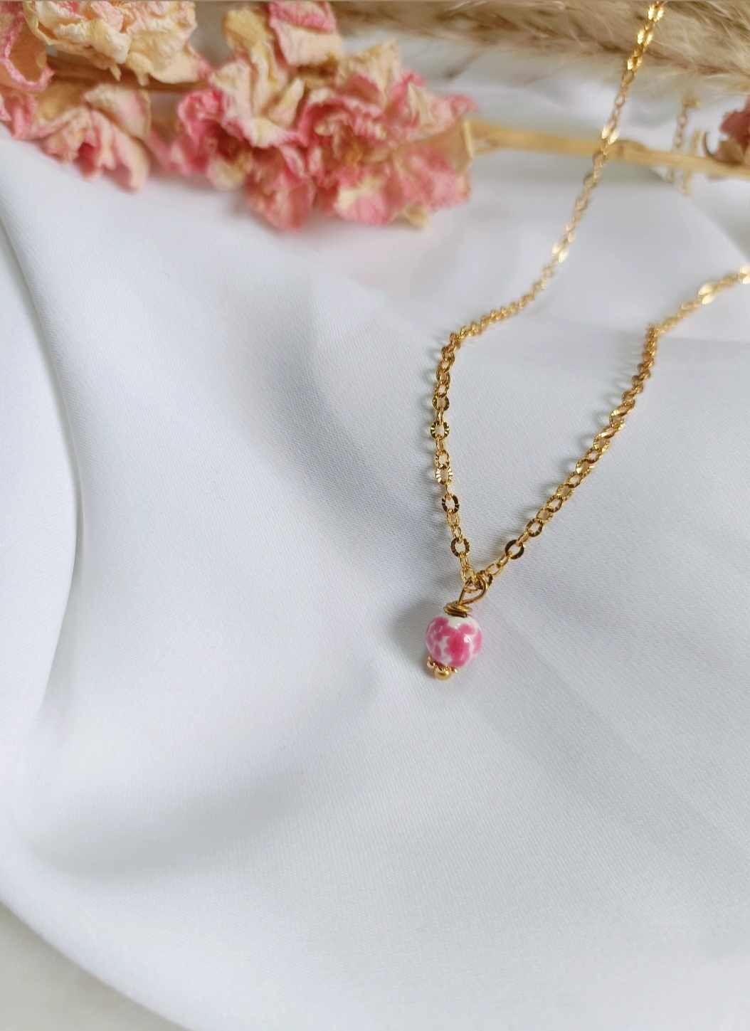 Collana in acciaio inossidabile - Rosa amandina