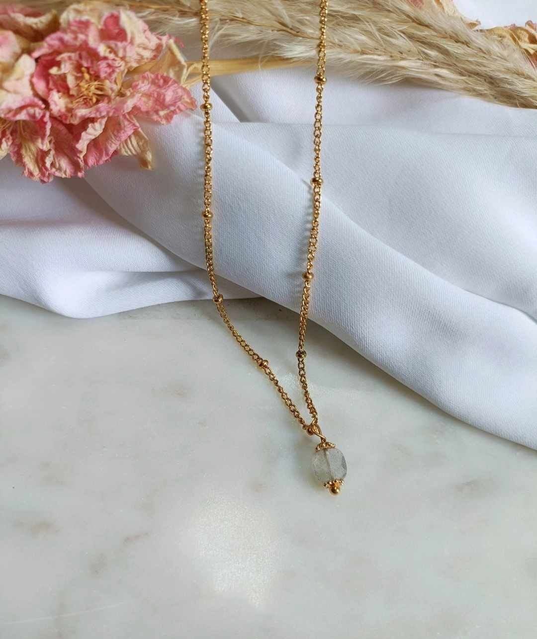 Collier en acier inoxydable - Doria pierre de lune